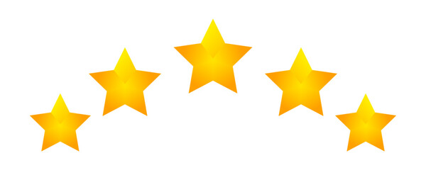 Five stars rating icon set. Yellow 5 star customer product review. Rating, feedback, quality transparent png and vector