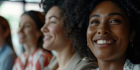 Obraz premium Collaboration in a modern workplace, focusing on teamwork, employee motivation, and diversity within a female-led creative agency