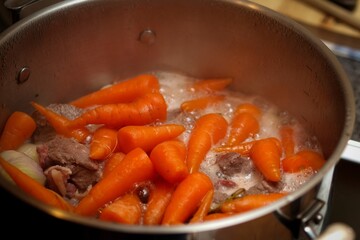 Home Cooking: Homemade Beef Stew Boiling in Pot in 4K Ultra HD Video