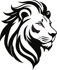 Lion head Silhouette vector style, lion head logo design, Lion emblem vector, illustration in black and white color, isolated on white background