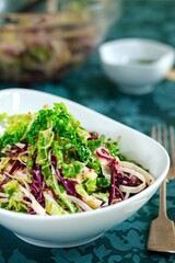 Shredded Red Cabbage on Wooden Cutting Board – Freshly Prepared Vibrant Purple Vegetable