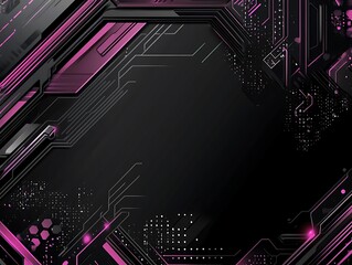 Obraz premium Abstract Dark Background With Pink Circuit Lines