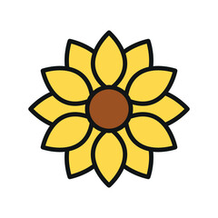 Sunflower flower icon showcases a vibrant and lively look