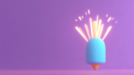 A colorful, stylized ice cream cone emits vibrant sparks against a purple background, creating a playful and whimsical atmosphere.