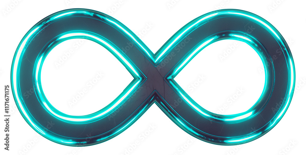 Poster glowing neon blue infinity symbol isolated on transparency background, radiating futuristic and mode