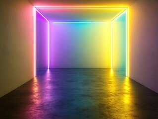 Vibrant Neon Lights Illuminate Empty Room