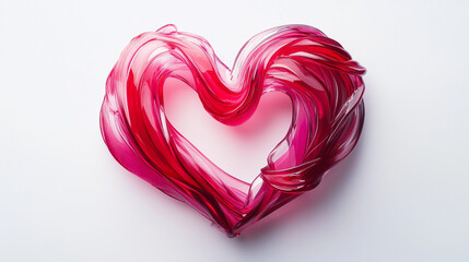 Stylizowane serce w intensywnych barwach czerwieni i różu, umieszczone na białym tle, tworzy minimalistyczną i elegancką grafikę Walentynkową. 