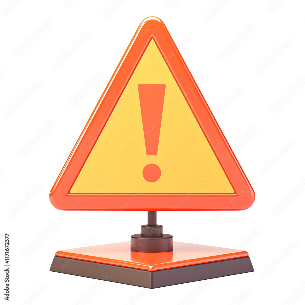 Aufkleber 3d triangular warning sign with exclamation mark, featuring bright orange and yellow color scheme, i