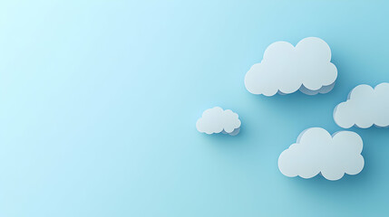 Serene paper clouds float on a pastel blue background, minimalist design perfect for websites, presentations, or branding.