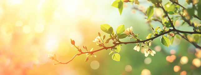 Fototapeta premium A colorful summer abstract background with bright bokeh. Blurry abstract background with natural elements.