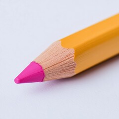 Close-up of a yellow pencil isolated on a white background