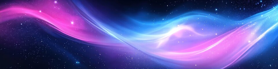 Fototapeta premium cosmic energy flow, nebula, aurora borealis, swirling colors, deep space, starry background, ethereal light, celestial waves, vibrant purple and blue, galaxy, interstellar, dreamy atmosphere, luminous