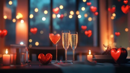 Scene of a couple celebrating Valentine's Day, animated virtual repeating seamless 4k