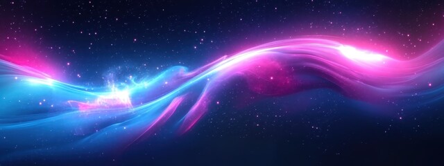 Obraz premium Space nebula, cosmic clouds, vibrant colors, pink and blue hues, starry background, celestial swirls, galactic formation, deep space, ethereal wisps, astronomical phenomenon, dreamy atmosphere, cosmic
