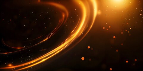Mesmerizing vector illustration of a glowing ring light effect with orange circular lines and a lens flare on a black background