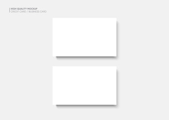 Business card mockup for your design template. Blank empty credit card mockup. Blank white gift card paper placeholder mockup