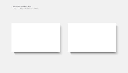 Business card mockup for your design template. Blank empty credit card mockup. Blank white gift card paper placeholder mockup