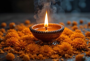 burning candles in a temple