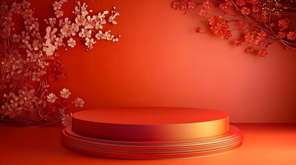 Fototapeta premium 3d podium background themed chinese new year. Suitable for promotion product