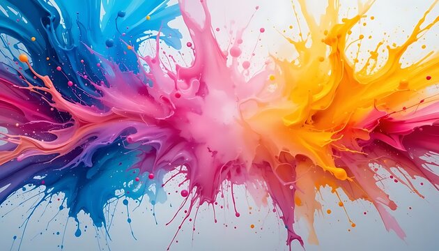 Fototapeta An abstract background of bright, colorful paint splashes in a variety of shades.