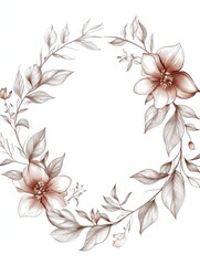 Minimal botanical wedding frame elements on white background. Set of wreath, flowers, leaf branches in hand drawn pattern. Foliage line art design for wedding, card, invitation, greeting, logo.