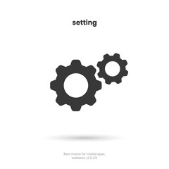 3d setting icon vector. Tools, cog, gear sign isolated on white background. Help options account concept. Trendy Flat style for graphic design. Icons for adjustment, gauge, tune, test.