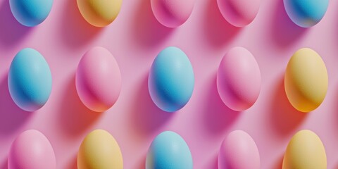 Colorful easter eggs display festive decor digital art bright background top-down view seasonal celebration