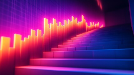 A graph showing steady financial growth in vibrant colors.
