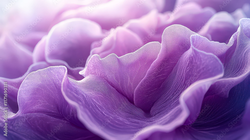 Poster Close-up view of delicate purple petals showcasing intricate details and soft textures in natural light