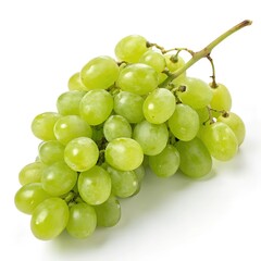 green grapes bunch on white background
