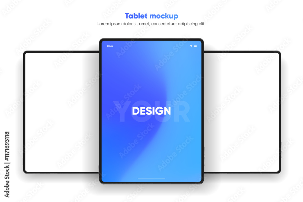 Leinwandbilder 3d tablet frame less blank screen. empty screen device tablet mockup element. can be used for mobile