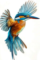 Obraz premium A drawing of a bird with its wings spread out in the air