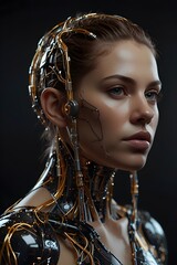 Futuristic Woman Portrait with Intricate Designs