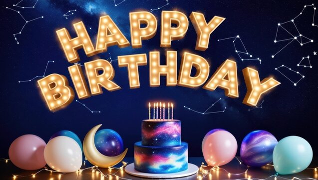 Birthday celebration cake festive party graphics colorful decor close-up view joyful theme