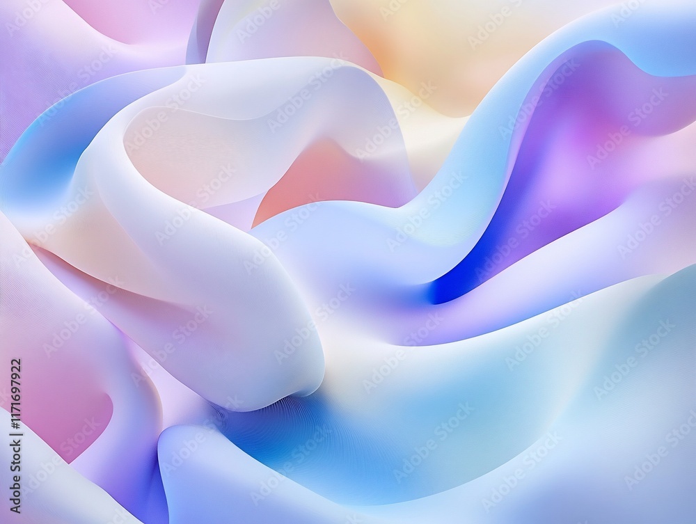 Poster abstract pastel color waves, flowing fabric texture background.