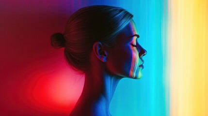 Exploring color gradients and ombre effects through iridescent paints and foils at a creative studio in soft, ambient lighting