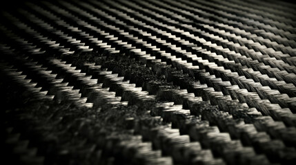 Close-up shot of carbon fiber weave, showcasing its intricate texture and complex pattern. Ideal for industrial, automotive, or technological backgrounds.