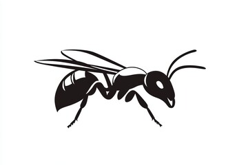 Fototapeta premium Black and white drawing of a wasp