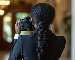 Real estate photographer taking interior photos of a beautiful home