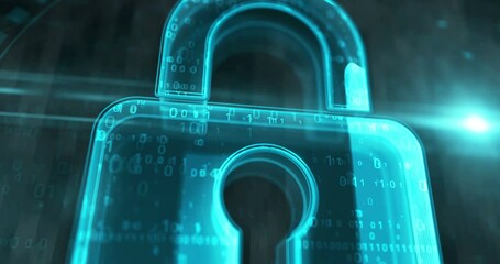 Cyber security and computer data protection with padlock symbol digital concept. Cyber technology and computer background abstract 3d. Seamless and loopable. - Powered by Adobe