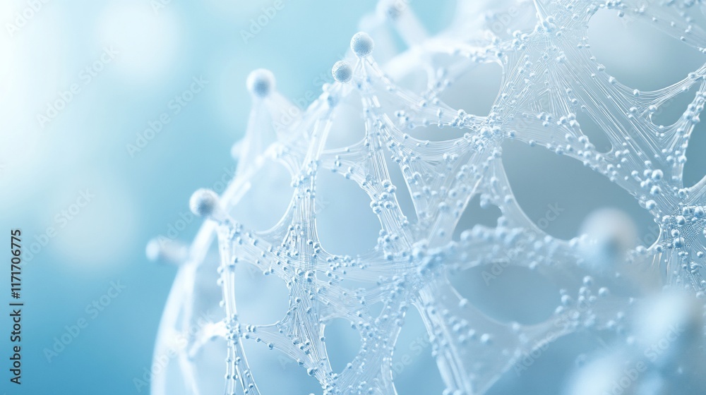 Leinwandbilder Abstract 3D rendering of a complex, interconnected network structure with a translucent, icy blue appearance.