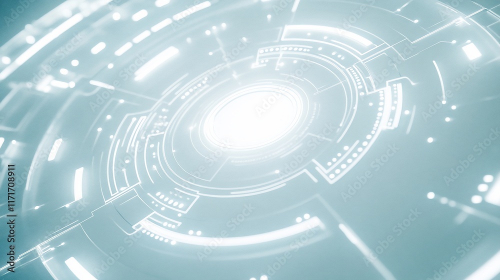 Poster Abstract glowing circular technology interface.