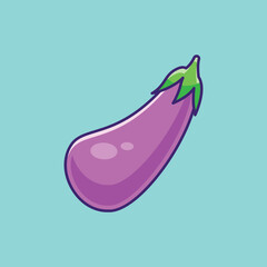 Eggplant Vector Icon Illustration. Vegetables object icon concept. Flat cartoon illustration.