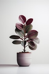 A vibrant potted plant with rich green and maroon leaves, adding a touch of nature to any indoor space.