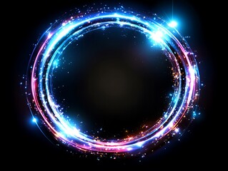 Obraz premium Glowing Neon Circular Light Trails Abstract Design