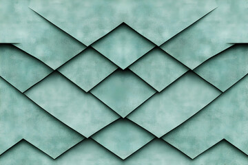 Obraz premium Abstract teal geometric pattern. Seamless textured background with overlapping squares creating a stylish, modern design. Ideal for various applications.