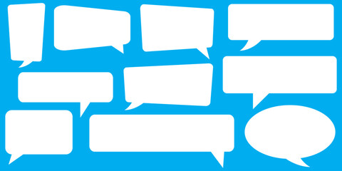 Obraz premium Set of speech bubbles. Speak bubble text, cartoon chatting box, message box. Blank empty vector white speech bubbles. Cartoon balloon word design. Blank empty vector white speech bubbles. Speak 