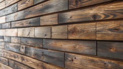 Naklejka premium Close up of textured wooden plank wall