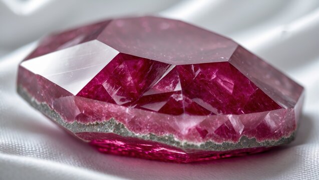Close up of ruby mineral stone on white