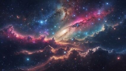 Fototapeta premium Colorful nebula and stars in deep space